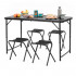 Set masa pliabila de camping cu 4 scaune, inaltime reglabila, aluminiu si MDF, 120x60x71 cm, negru [20]