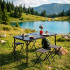 Set masa pliabila de camping cu 4 scaune, inaltime reglabila, aluminiu si MDF, 120x60x71 cm, negru [30]