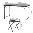 Set masa pliabila de camping cu 4 scaune, inaltime reglabila, aluminiu si MDF, 120x60x71 cm, negru [36]
