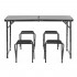 Set masa pliabila de camping cu 4 scaune, inaltime reglabila, aluminiu si MDF, 120x60x71 cm, negru [37]