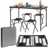 Set masa pliabila de camping cu 4 scaune, inaltime reglabila, aluminiu si MDF, 120x60x71 cm, negru [6]