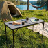 Masa pliabila pentru camping cu suport umbrela, reglabila pe inaltime, aluminiu si MDF, 120x60x71 cm, negru si gri [22]