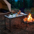 Masa pliabila pentru camping cu suport umbrela, reglabila pe inaltime, aluminiu si MDF, 120x60x71 cm, negru si gri [23]