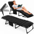 Sezlong pliabil gradina cu saltea confortabila si perna, reglabil 3 pozitii, buzunar lateral, maxim 120 kg, 175x57x71 cm, gri si negru [3]