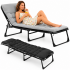 Sezlong pliabil gradina cu saltea confortabila si perna, reglabil 3 pozitii, buzunar lateral, maxim 120 kg, 175x57x71 cm, gri si negru [16]