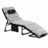 Sezlong pliabil gradina cu saltea confortabila si perna, reglabil 3 pozitii, buzunar lateral, maxim 120 kg, 175x57x71 cm, gri si negru [23]