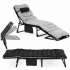 Sezlong pliabil gradina cu saltea confortabila si perna, reglabil 3 pozitii, buzunar lateral, maxim 120 kg, 175x57x71 cm, gri si negru [5]