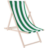 Sezlong pliabil din lemn de fag, autoasamblare, 120kg, alb verde