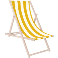 Sezlong pliabil din lemn de fag, autoasamblare, 120kg, alb galben