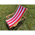 (DL) Sezlong cu suport pahar pliabil din lemn de fag impregnat SERSIMO, 120kg, alb dungi rosu [2]