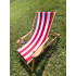 (DL) Sezlong cu suport pahar pliabil din lemn de fag impregnat SERSIMO, 120kg, alb dungi rosu [5]