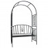 Pergola pentru gradina cu banca, structura metalica solida, 122x58x203 cm, negru [4]