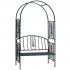 Pergola pentru gradina cu banca, structura metalica solida, 122x58x203 cm, negru [10]