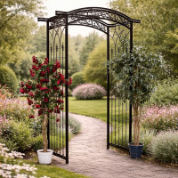 Pergola gradina metalica, suport plante cataratoare, 105x46x215 cm, negru Pergola gradina metalica, suport plante cataratoare, 105x46x215 cm, negru