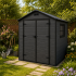 Magazie gradina pentru unelte, cu usa dubla si ventilatie, PVC imitatie lemn, 182x181x219 cm, negru [2]