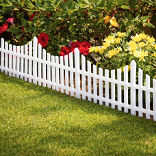 Set 4 panouri de gard decorativ gradina, flexibil, PVC, set 4 x 60x33 cm, alb