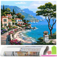 Set de broderie cu diamante 5D, 30x40cm, model Lac Como Set de broderie cu diamante 5D, 30x40cm, model Lac Como