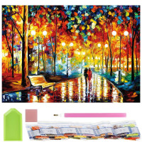 Set de broderie cu diamante 5D, 30x40cm, model Alee in parc