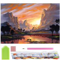 Set de broderie cu diamante 5D, 30x40cm, model Caprioare langa lac Set de broderie cu diamante 5D, 30x40cm, model Caprioare langa lac