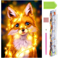 Set de broderie cu diamante 5D, 30x40cm, model Vulpe Set de broderie cu diamante 5D, 30x40cm, model Vulpe