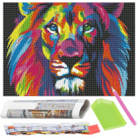 Set de broderie cu diamante 5D, 30x40cm, model Leu Set de broderie cu diamante 5D, 30x40cm, model Leu