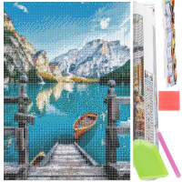 Set de broderie cu diamante 5D, 30x40cm, model Lac glaciar Set de broderie cu diamante 5D, 30x40cm, model Lac glaciar