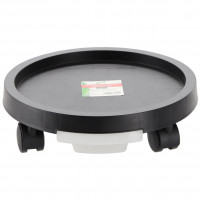 Suport ghiveci rotund cu roti si tava colectare apa, plastic rezistent, 28 cm, negru
