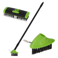 Perie telescopica 3 in 1 pentru buruieni si pavaj, cu peri din alama si maner metalic 140 cm, 3 piese Perie telescopica 3 in 1 pentru buruieni si pavaj, cu peri din alama si maner metalic 140 cm, 3 piese