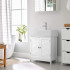 VASAGLE Dulap baie pentru lavoar cu raft reglabil, design scandinav cu 2 usi tip lamele, MDF, 60x30x60 cm, alb mat [2]