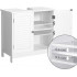 VASAGLE Dulap baie pentru lavoar cu raft reglabil, design scandinav cu 2 usi tip lamele, MDF, 60x30x60 cm, alb mat [4]