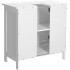 VASAGLE Dulap baie pentru lavoar cu raft reglabil, design scandinav cu 2 usi tip lamele, MDF, 60x30x60 cm, alb mat [9]