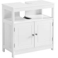 VASAGLE Dulap baie 60x30x60 cm, 2 usi, compartiment deschis, stil scandinav, alb mat VASAGLE Dulap baie 60x30x60 cm, 2 usi, compartiment deschis, stil scandinav, alb mat