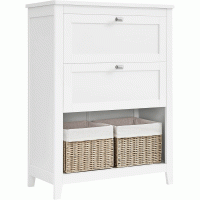 VASAGLE Dulap baie cu 2 sertare, 2 cosuri si raft, separatoare reglabile, MDF, 30x60x80 cm, alb VASAGLE Dulap baie cu 2 sertare, 2 cosuri si raft, separatoare reglabile, MDF, 30x60x80 cm, alb