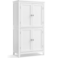 VASAGLE Dulap de baie, din MDF, cu 2 compartimente si 4 usi, rafturi reglabile, 30x60x110cm, alb VASAGLE Dulap de baie, din MDF, cu 2 compartimente si 4 usi, rafturi reglabile, 30x60x110cm, alb