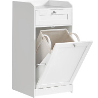 VASAGLE Dulap de baie cu cos de rufe integrat, sertar si blat cu margini ridicate, sac textil detasabil, 80x40x40 cm, alb VASAGLE Dulap de baie cu cos de rufe integrat, sertar si blat cu margini ridicate, sac textil detasabil, 80x40x40 cm, alb