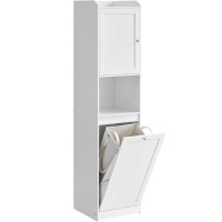 VASAGLE Dulap baie inalt cu cos rufe detasabil, cu usa si rafturi, 40x40x170 cm, alb VASAGLE Dulap baie inalt cu cos rufe detasabil, cu usa si rafturi, 40x40x170 cm, alb