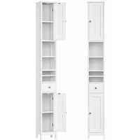VASAGLE Dulap inalt pentru baie, ingust tip coloana,, cu sertar, rafturi reglabile si compartimente deschise, MDF, 21x20x180 cm, alb