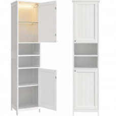 VASAGLE Dulap inalt pentru baie cu iluminare LED si rafturi reglabile, MDF, 30x40x170 cm, alb
