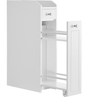 VASAGLE Dulap baie ingust cu sertare si roti, pentru depozitare, MDF, 40x18x70 cm, alb VASAGLE Dulap baie ingust cu sertare si roti, pentru depozitare, MDF, 40x18x70 cm, alb