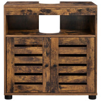 VASAGLE Dulap baie lavoar cu 2 usi tip jaluzea, raft reglabil, 60x30x63 cm, maro rustic
