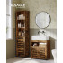 VASAGLE Dulap baie lavoar cu 2 usi tip jaluzea, raft reglabil, 60x30x63 cm, maro rustic [3]