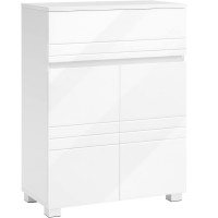 VASAGLE Dulap de depozitare de podea pentru baie, cu sertar si usa dubla, polita reglabila, 60x30x80cm, alb VASAGLE Dulap de depozitare de podea pentru baie, cu sertar si usa dubla, polita reglabila, 60x30x80cm, alb