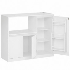 VASAGLE Dulap pentru bucatarie cu raft pentru cuptor cu microunde, 3 usi si rafturi reglabile, priza integrata, 90x40x90 cm, alb