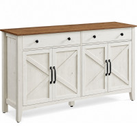 VASAGLE Dulap bufet rustic pentru living, bucatarie si dining, cu sertar spatios si 2 separatoare reglabile, dulap inferior cu raft ajustabil pe 5 niv