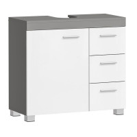 VASAGLE Dulap baie lavoar, cu 3 sertare si 2 compartimente, MDF, 70x30x64 cm, alb si gri VASAGLE Dulap baie lavoar, cu 3 sertare si 2 compartimente, MDF, 70x30x64 cm, alb si gri