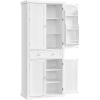 VASAGLE Dulap inalt de bucatarie pentru organizarea alimentelor, veselei si condimentelor, cu 2 dulapuri, sertar spatios, 4 rafturi interioare reglabi