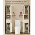 VASAGLE Dulap baie ingust Liry, tip coloana, cu sertar, compartimente deschise si usi, MDF, 33x32x171 cm, alb rustic [5]