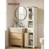 VASAGLE Dulap baie ingust Liry, tip coloana, cu sertar, compartimente deschise si usi, MDF, 33x32x171 cm, alb rustic [6]