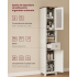VASAGLE Dulap baie ingust Liry, tip coloana, cu sertar, compartimente deschise si usi, MDF, 33x32x171 cm, alb rustic [7]
