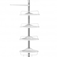 SONGMICS Etajera colt dus, 4 rafturi, inaltime reglabila 95-300 cm, otel si plastic PP, alb